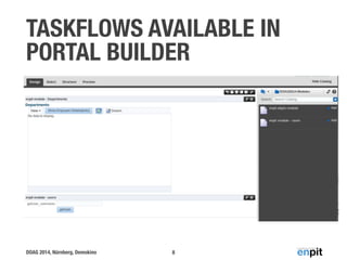 TASKFLOWS AVAILABLE IN 
PORTAL BUILDER 
DOAG 2014, Nürnberg, Demokino 
8 
 