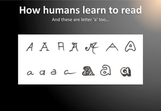 How humans learn to read 
And these are letter ‘a’ too…  