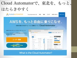 Cloud Automatorで、東北を、もっと、 
はたらきやすく 
 