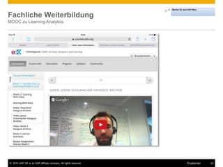 Fachliche Weiterbildung 
MOOC zu Learning Analytics 
© 2014 SAP SE or an SAP affiliate company. All rights reserved. Customer 23 
 