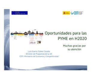 20141127  Jornada en PTE Platecma -Oportunidades para las PYMEs en H2020