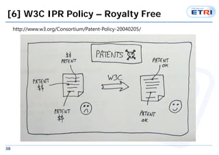 [6] W3C IPR Policy C Royalty Free 
38 
http://www.w3.org/Consortium/Patent-Policy-20040205/ 
 