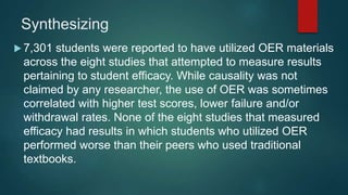 A Review of Research on the
Perceptions and Efficacy of OER
John Hilton III
http://johnhiltoniii.org
Open Education Group
...