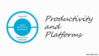 Cloud OS 
Productivity 
and 
Platforms Device OS & 
Hardware 
 