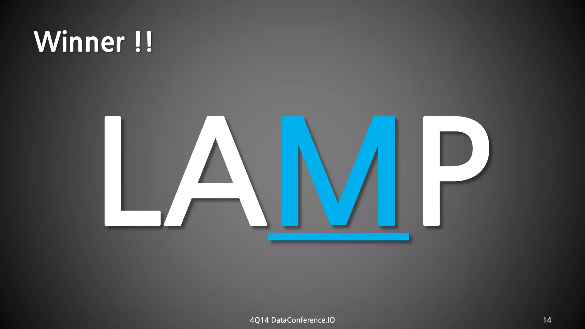 Winner !! 
4Q14 DataConference.IO 14 
 