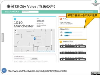 41 
http://www.southbendvoices.com/subjects/1010-Manchester 
事例12(City Voice：市民の声) 
修理か撤去かを市民が投票  
