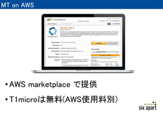 MT on AWS 
? AWS marketplace ṩ 
? T1microϟo(AWSʹτe) 
 