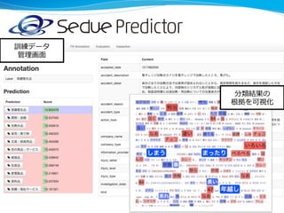 12
分類結果の
根拠を可視化
訓練データ
管理理画⾯面
 