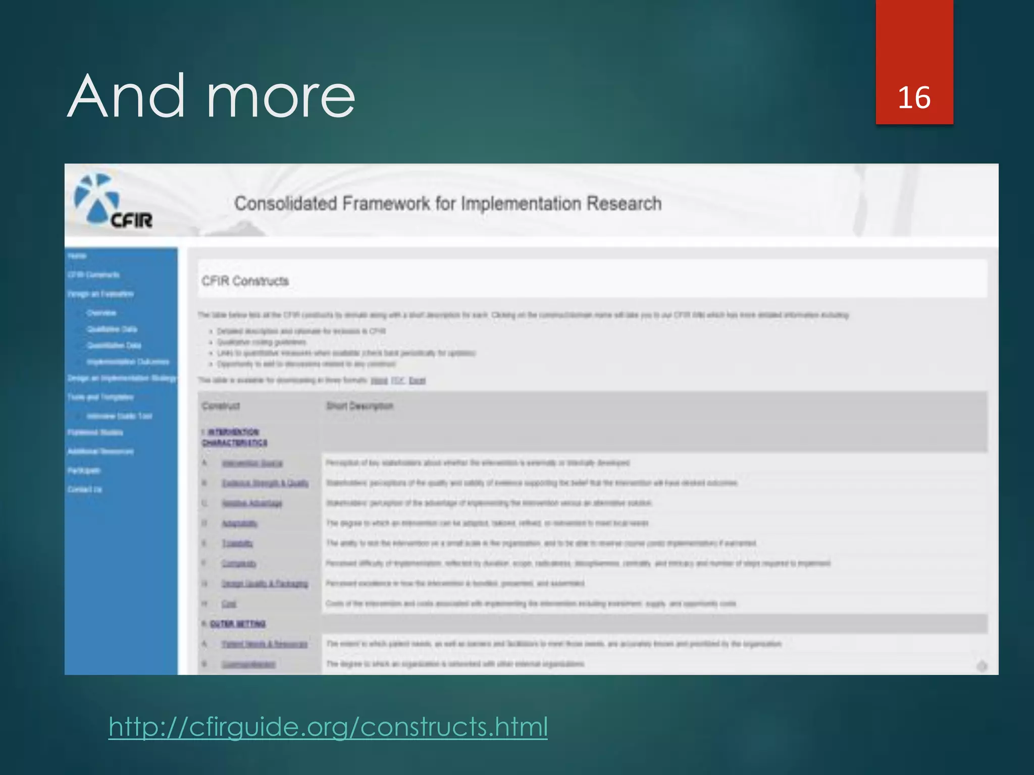 And more
http://cfirguide.org/constructs.html
16"
 