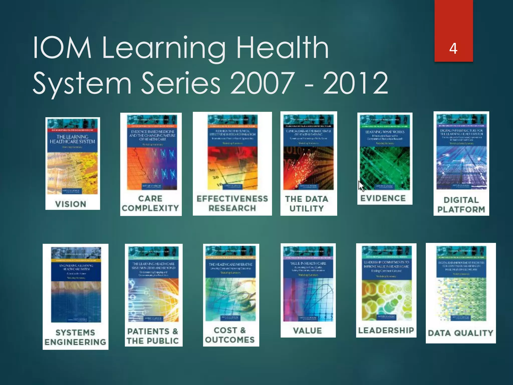 IOM Learning Health
System Series 2007 - 2012
4"
 