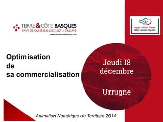 Optimisation
de sa commercialisation
Animation Numérique de Territoire
Jeudi 11 Février
Jai Alai
Saint-Jean-de-Luz
 