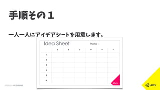 手順その１
一人一人にアイデアシートを用意します。
 
