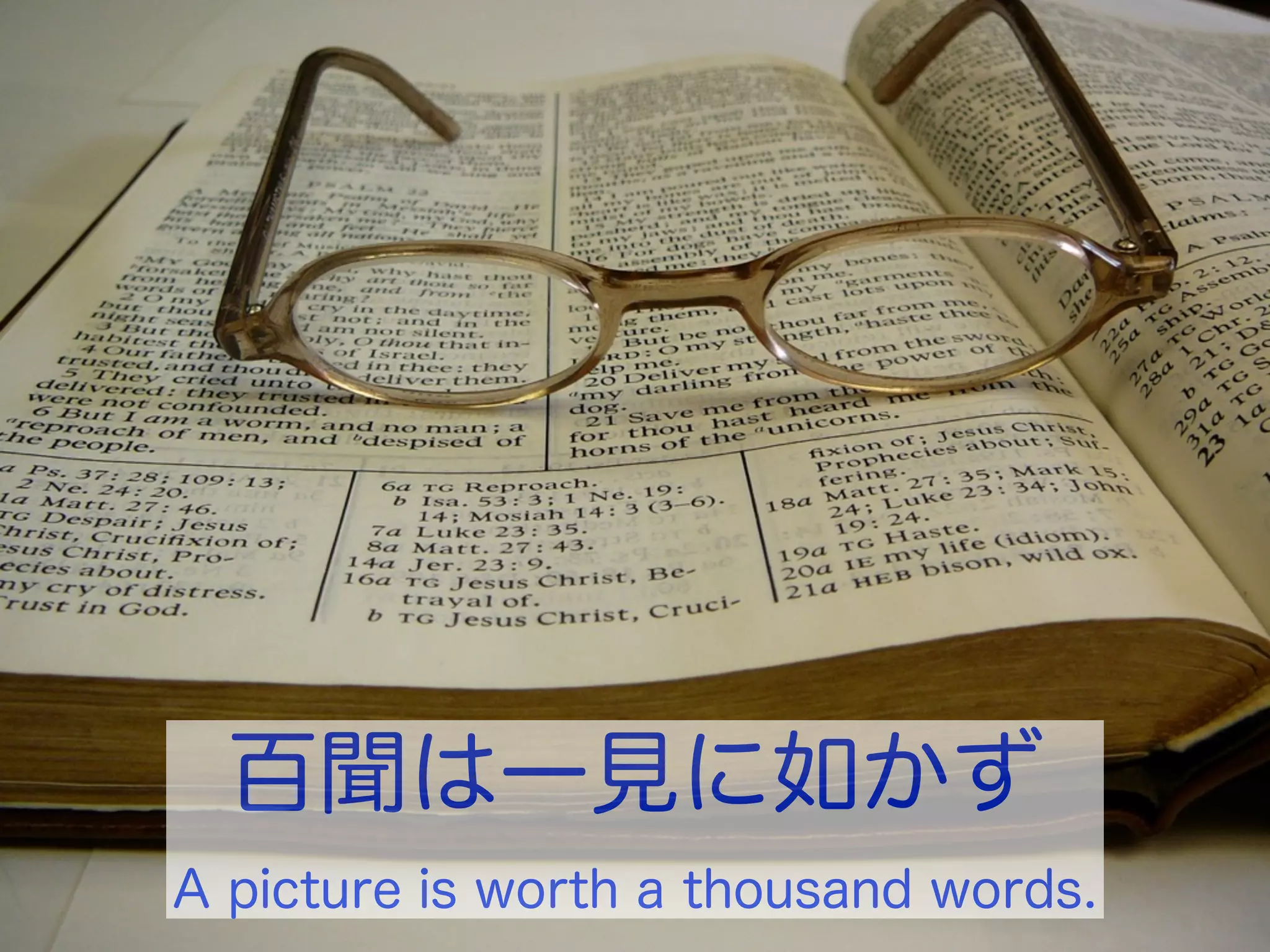 百聞は一見に如かず
A picture is worth a thousand words.
 