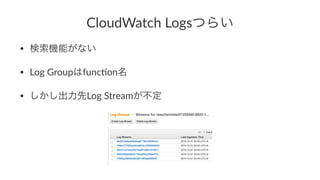 CloudWatch+LogsĤ餤
? Cܤʤ
? Log%Groupfunc-on
? ȳǲ%ٰ𲹳
 