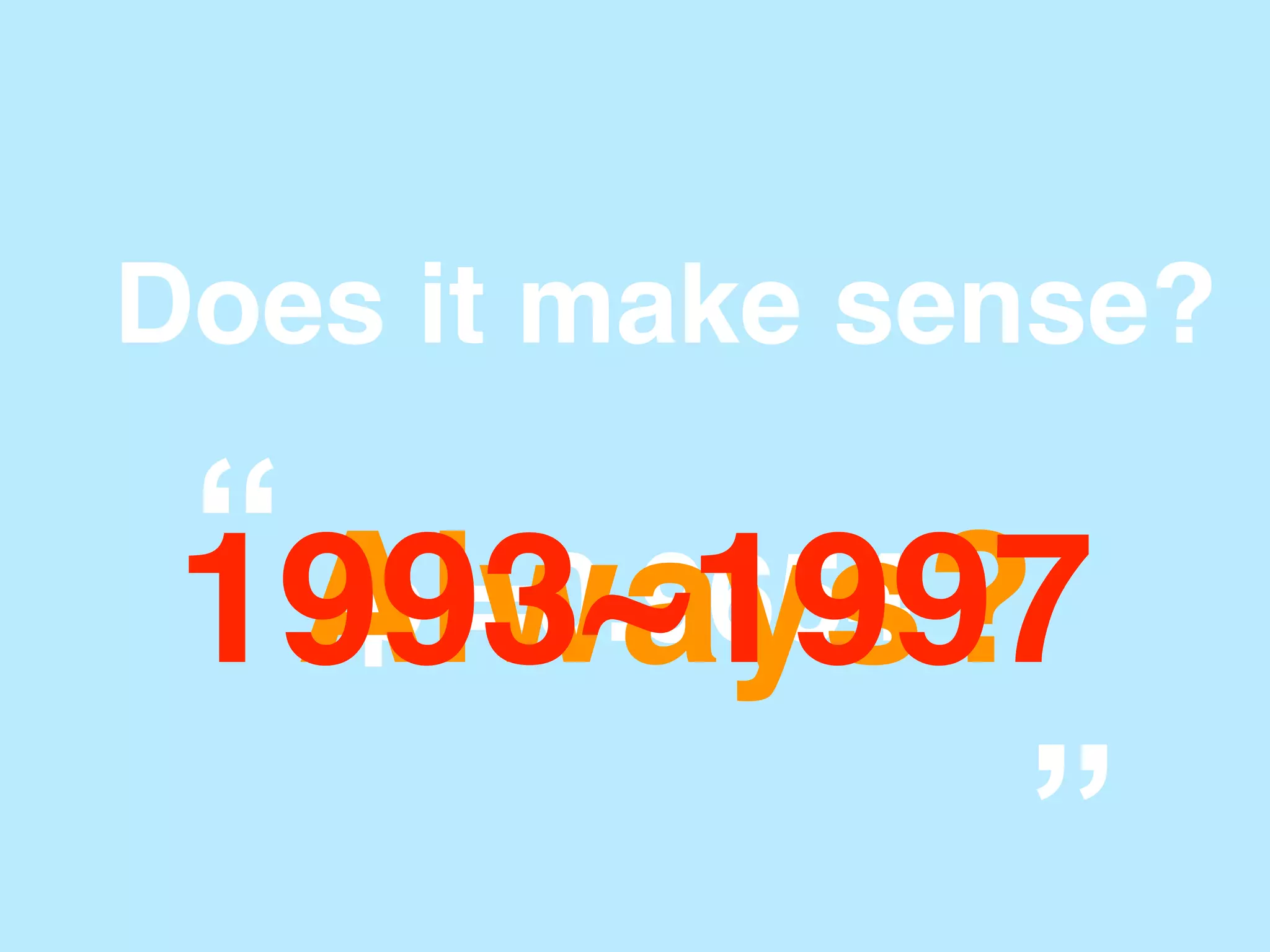 𝞀 =0.9654
Does it make sense?
“
”
Always?1993~1997
 