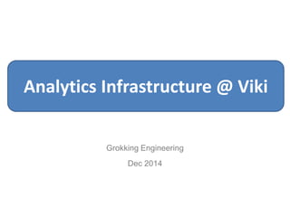 Analytics Infrastructure @ Viki 
Grokking Engineering 
Dec 2014 
 