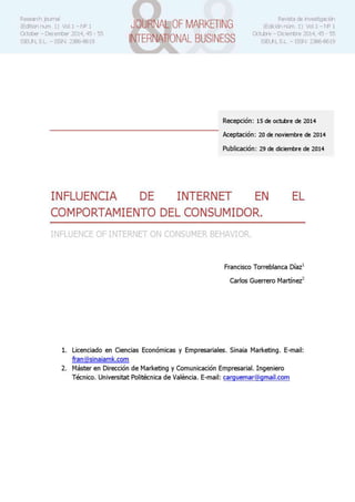 Influencia de internet en el comportamiento del consumidor