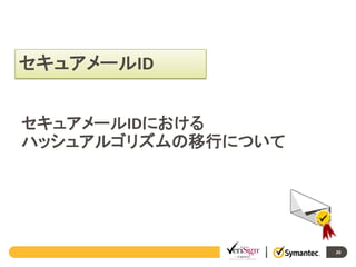 セキュアメールID
セキュアメールIDにおける
ハッシュアルゴリズムの移行について

20

 
