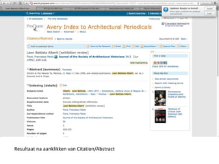 Resultaat na aanklikken van Citation/Abstract 
