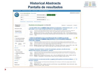 Historical Abstracts
Pantalla de resultados
 