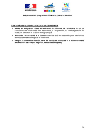 Synthèse du Diagnostic Territorial Stratégique - Préparation des programmes 2014-2020 - Ile de la Réunion