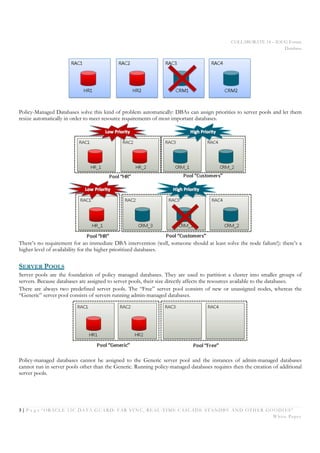COLLABORATE 14 – IOUG Forum
Database
3 | P a g e “ORACLE 12C DATA GUARD: FAR SYNC, REAL-TIME CASCADE STANDBY AND OTHER GOO...