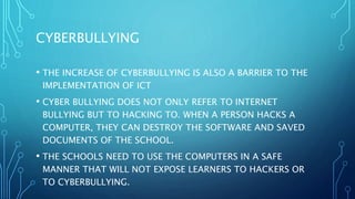 BARRIERS TO ICT IN SCHOOLS | PPTX