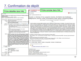 7. Confirmation de dépôt
Fiche détaillée dans HAL

Fiche concise dans HAL

17

 