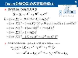 ĿvLG뤹
ĿvСϡ G ΥΥ󻯤Ȥʤ(PCAͬ)
27
TuckerֽΤu(2)
 