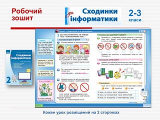 Робочий
зошит
Кожен урок розміщений на 2 сторінках
2-3
класи
 