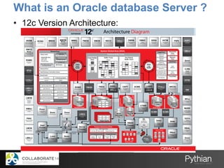 What is an Oracle database Server ?
•  12c Version Architecture:
 