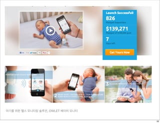 아기를 위한 헬스 모니터링 솔루션, OWLET 베이비 모니터
http://www.swirl.com/instore.html
59
 
