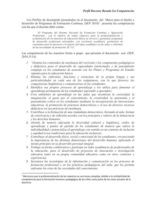 NUEVO PERFIL DOCENTE BASADO EN COMPETENCIAS | PDF