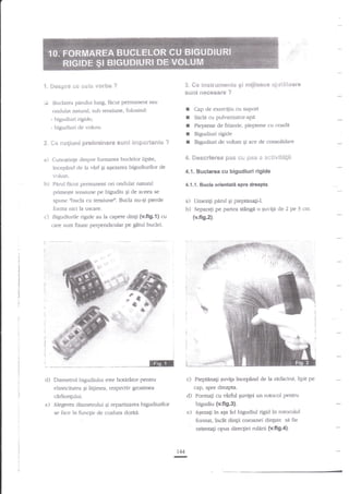 ,-':"':

3" Ce i:rs'ir":*r**nt€ g{

{" S*spr* us *gt* vstbe ?

i,i

l3nclarea parului lung, f?cut perrnanent stlu

I
f
I
I
r

ondulat natural, sub tensiune, folosind:
- bigudiuri rigide;
- bigudiuri <le volunt.

2. <?*

a)

*oliuni pre*inrEnere ***t inrp*rfarra*

?

gi aEezarea bigudiurilor de

Stich cu pulvarizator-api
Pieptene de frizerie, pieptene cu coada
Bigudiuri rigide
Bigudiuri de vohrm qi ace de consolidare
ecu

pss a ar;frvit#fli

4.1. Buclarea cu bigudiuri rigide

t'r-rlttm.

b)

Cap de exercitiu cu suport

4. Feserierea Ses

Cunoqtinqe despre formarea budelor lipite,

ircepind de la vdrf

xtijte**e *i;ltiii**te

gunt flec€safl€ ?

Pnrul facut permanent ori ondula: natural
primegte tensiune pe bigudiu qi de aceea se
spuae "bucla cu tensiuneo. Bucla nu-gi pierde

4.1.1. Bucla orientatii spre dreapta

f,rrma nici la uscare.

b)

c) Bigudiurile rigide au la capete din$ (v,ft9.1)
L?re sunt ftxate perpendicular pe

d

cu

Umezili p:antl qi pieptlina$-I.
Separali pe patlea stingn o gul'i1i de 2 pe 3 cm.
(v.fig.2),

gitul budei.

rltn

i

c)

PiepEnali Euvip incep?nd de la radacini, lipit pe
cap, spre dreapta.
d) Formag cu virful $uvitei un rotocol pentru

d) Diametrul blgudiului este hot}ritor penm.I
elasticitatea Si letirxea, respectirr grosimea
c?idiongului.

e) Alegerea diametdui qi repartizarea bigudiurilor
se iace

e)

in funcEie de coafura doriti.

bigudiu {v.fi9,3}.
Aqezali in aga fel bigudiul rigid ?n rotocolul
format, inctt dingii coroanei dinlate si fie
orienagi opus dire4iei rulerii (reftg.4).

144

 