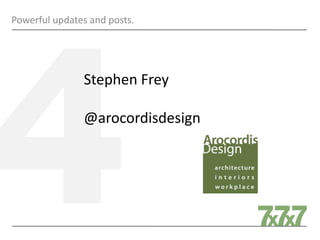 Powerful updates and posts.
Stephen Frey
@arocordisdesign
 