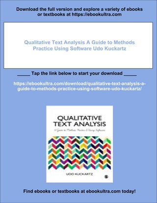 Methods Text Qualitative Text Analysis A Guide to Methods Practice Using Software ...