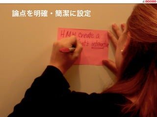 https://www.facebook.com/keio.design              一般社団法人デザイン思考研究所
論点を明確・簡潔に設定
 