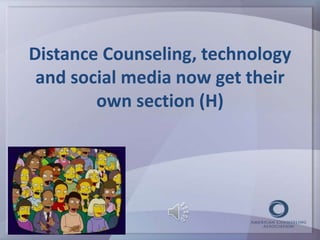 Distance Counseling, technology 
and social media now get their 
own section (H) 
 