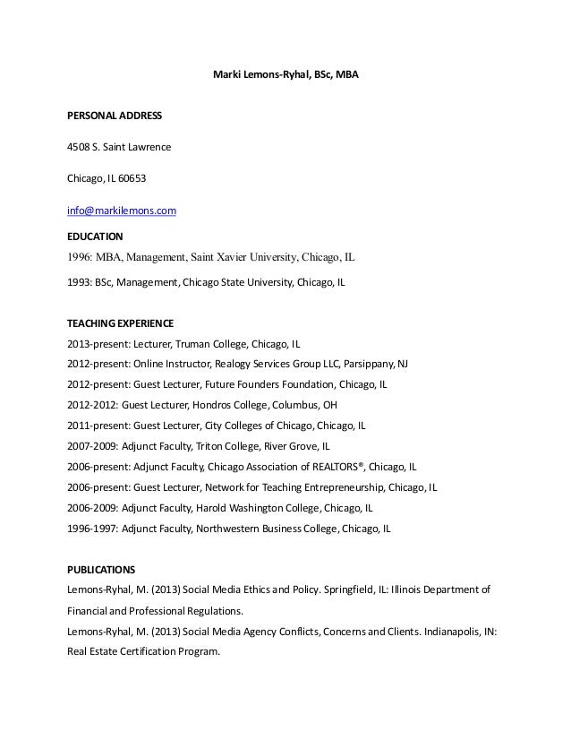 2014 adjunct faculty resume of marki lemons ryhal adjunct resume
