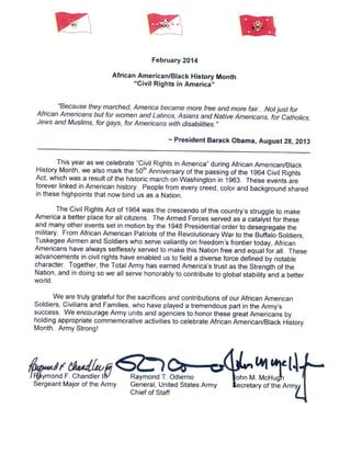 2014 African American Black History Month Tri-signed Letter