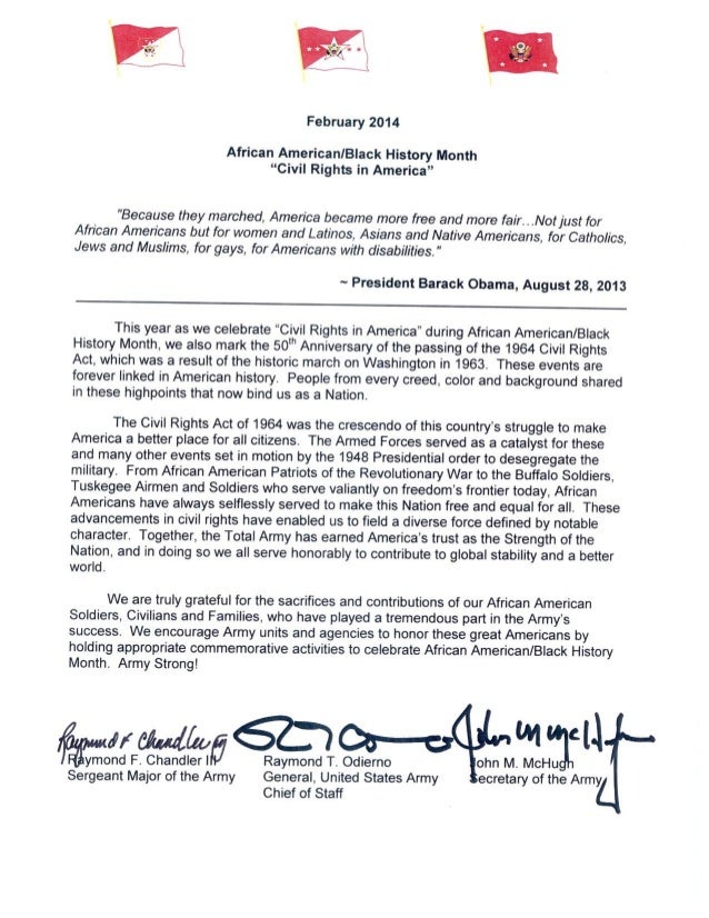 2014 African American Black History Month Trisigned Letter