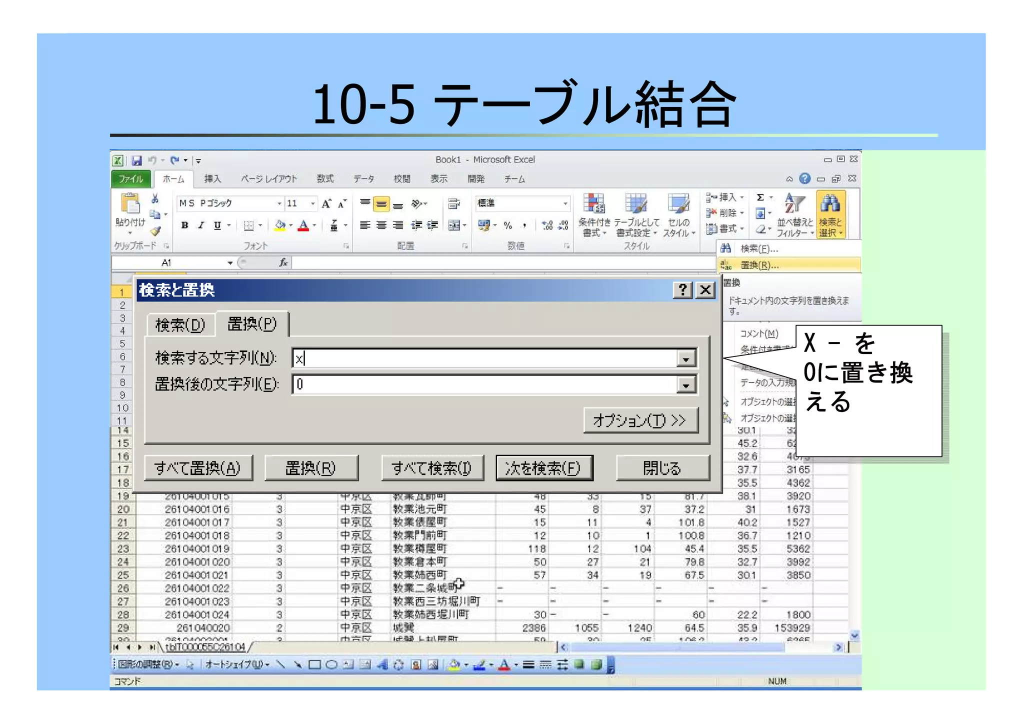 10-5 テーブル結合 
XXXX - を 
0に置き換 
える
XXXX - を 
0に置き換 
える
 
