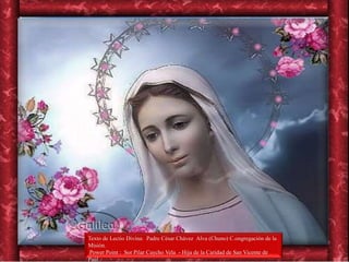 Texto de Lectio Divina: Padre César Chávez Alva (Chuno) C.ongregación de la
Misión.
Power Point : Sor Pilar Caycho Vela - Hija de la Caridad de San Vicente de
Paúl
 