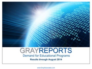 GRAYREPORTS
Demand for Educational Programs
www.GrayAssociates.com
Results through August 2014
 