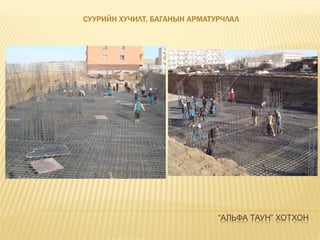 “АЛЬФА ТАУН” ХОТХОН
СУУРИЙН ХУЧИЛТ, БАГАНЫН АРМАТУРЧЛАЛ
 