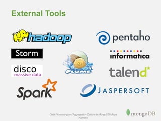 External Tools
Data Processing andAggregation Options in MongoDB / Asya
Kamsky
 