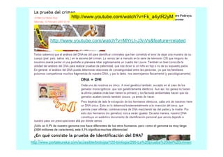 I.E.S. Otero
http://www.youtube.com/watch?v=Fk_a4ytR2yM Pedrayo.
Ourense

http://www.youtube.com/watch?v=MYrLI-J3nVs&feature=related

http://www.portaleureka.com/accesible/biologia/120-biologia/295-La%20prueba%20del%20crimen

 