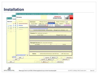 © OPITZ CONSULTING GmbH 2014 Seite 29WebLogic Server auf ODA: Erfahrungsbericht aus einem Kundenprojekt
Installation
 