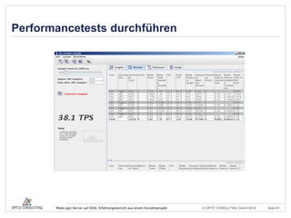 © OPITZ CONSULTING GmbH 2014 Seite 61WebLogic Server auf ODA: Erfahrungsbericht aus einem Kundenprojekt
Performancetests durchführen
 