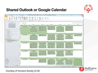 !
Shared Outlook or Google Calendar
Courtesy of Humane Society of US
 